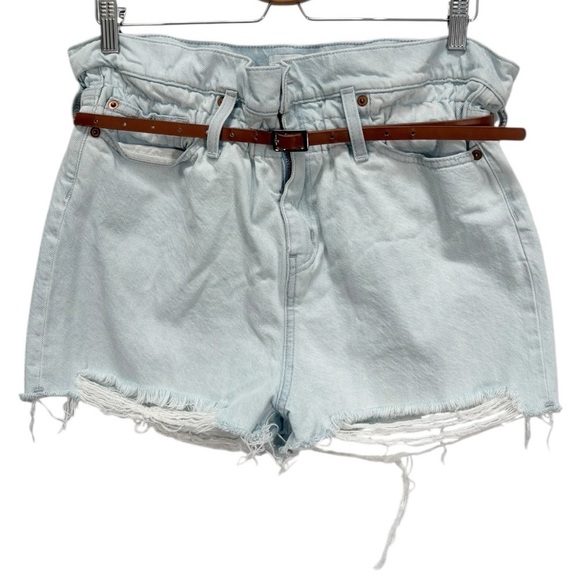IRO Distressed Paperbag Belted High Waisted Jean Shorts Size 26 - Picture 1 of 8